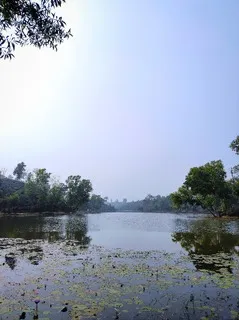 Madhabpur Lake inside the Madhabpur tea estate in Moulvibazar District during winter morning